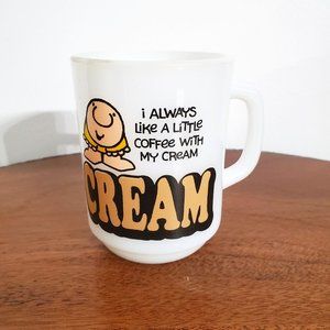 1979 Vintage Ziggy Coffee Mug with D Shape Handle Milk Glass